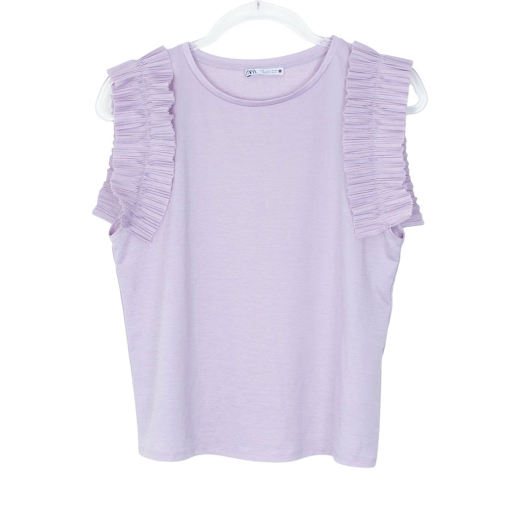 Zara Lilac Ruffle Sleeve Tank Top